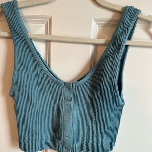 Crop Blue Aerie Tank with snaps in front size Medium